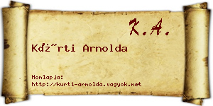 Kürti Arnolda névjegykártya